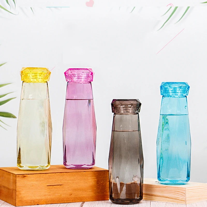 Crystal Infused Gem Water Bottle Wellness Glass water bottle wholesale Coloured stone glass water bottle