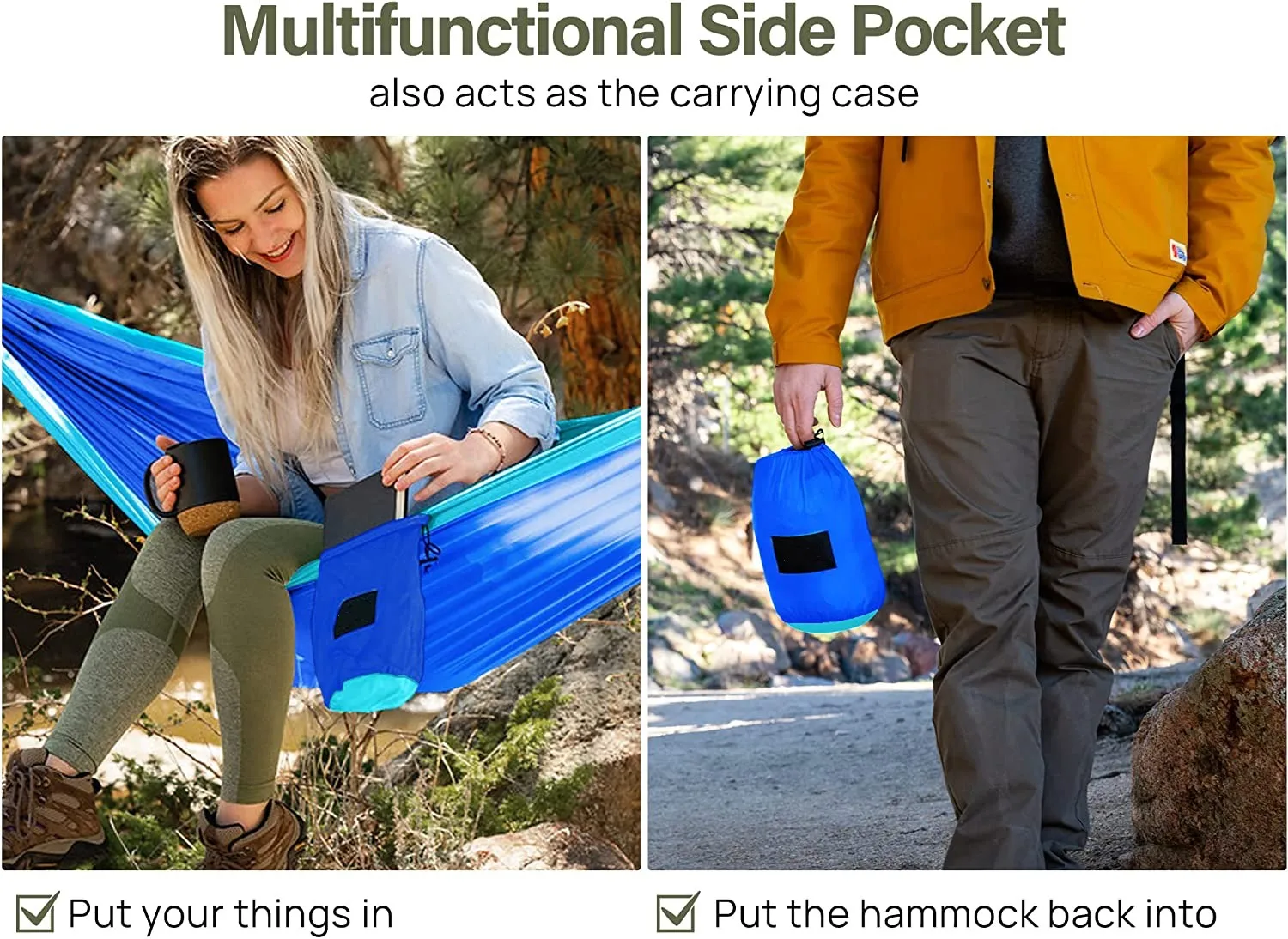 Mingchan Lightweight 2 Person Portable Outdoor Heavy Duty Hammock with Straps Included for Easy Hanging from Trees