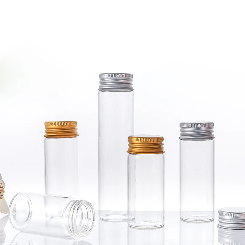 Wholesale Storage Tube Slim Cylinder Glass Bottle  Storage Jar With Aluminum Screw Lid