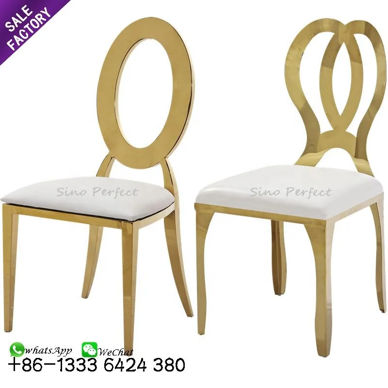 Wholesale Modern Stackable Stainless Steel Furniture Gold Oval Back Dining Chair
