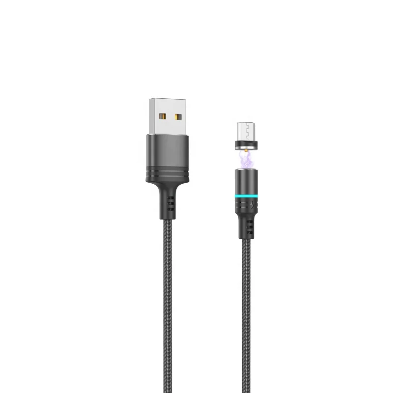  corn nylon cable 2a fast charger magneticr charge for micro/Lightning/Type C with LED