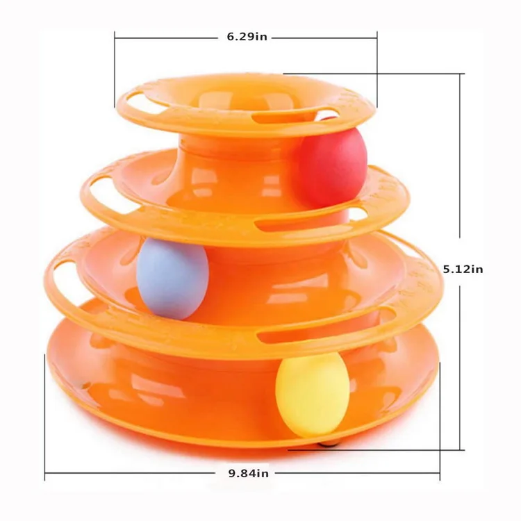 Eco- Friendly Removable Training Exercise 3 Level Plastic Roller Tracks Tower Cat Ball Toy Interactive Pet Cat Toy