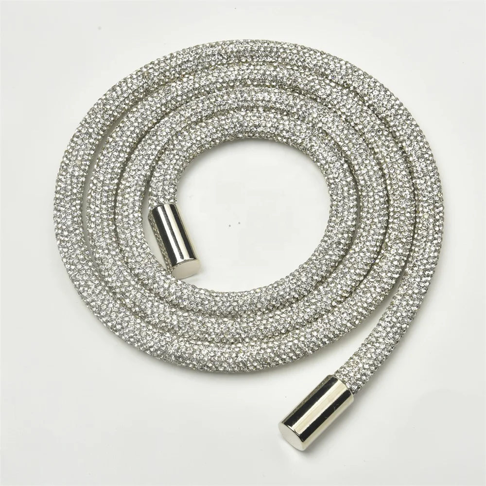 9mm large crystal sparkling diamond braided rope rhinestone cotton string suitable for shoes clothing bags DIY decoration