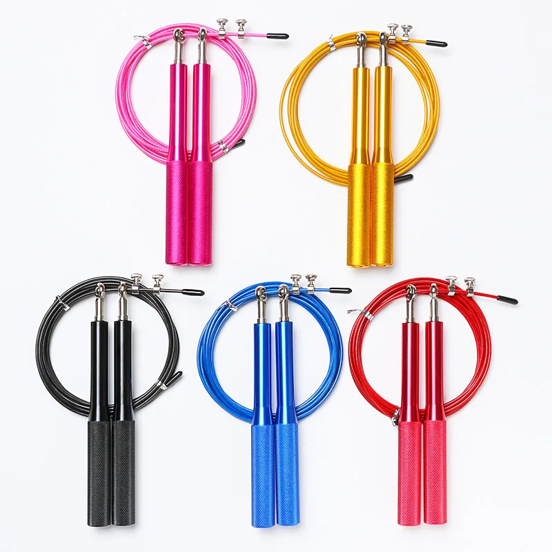 Custom Logo Free Adjustable Fitness Metal Aluminium Bearing New Speed Yellow PVC Skipping Jump Rope