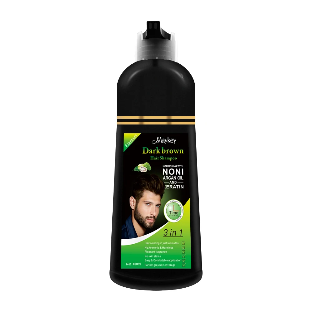 Maykey 400ml Nourishing Noni Argan oil and Keratin Dark Brown Hair Shampoo for cover gray hair