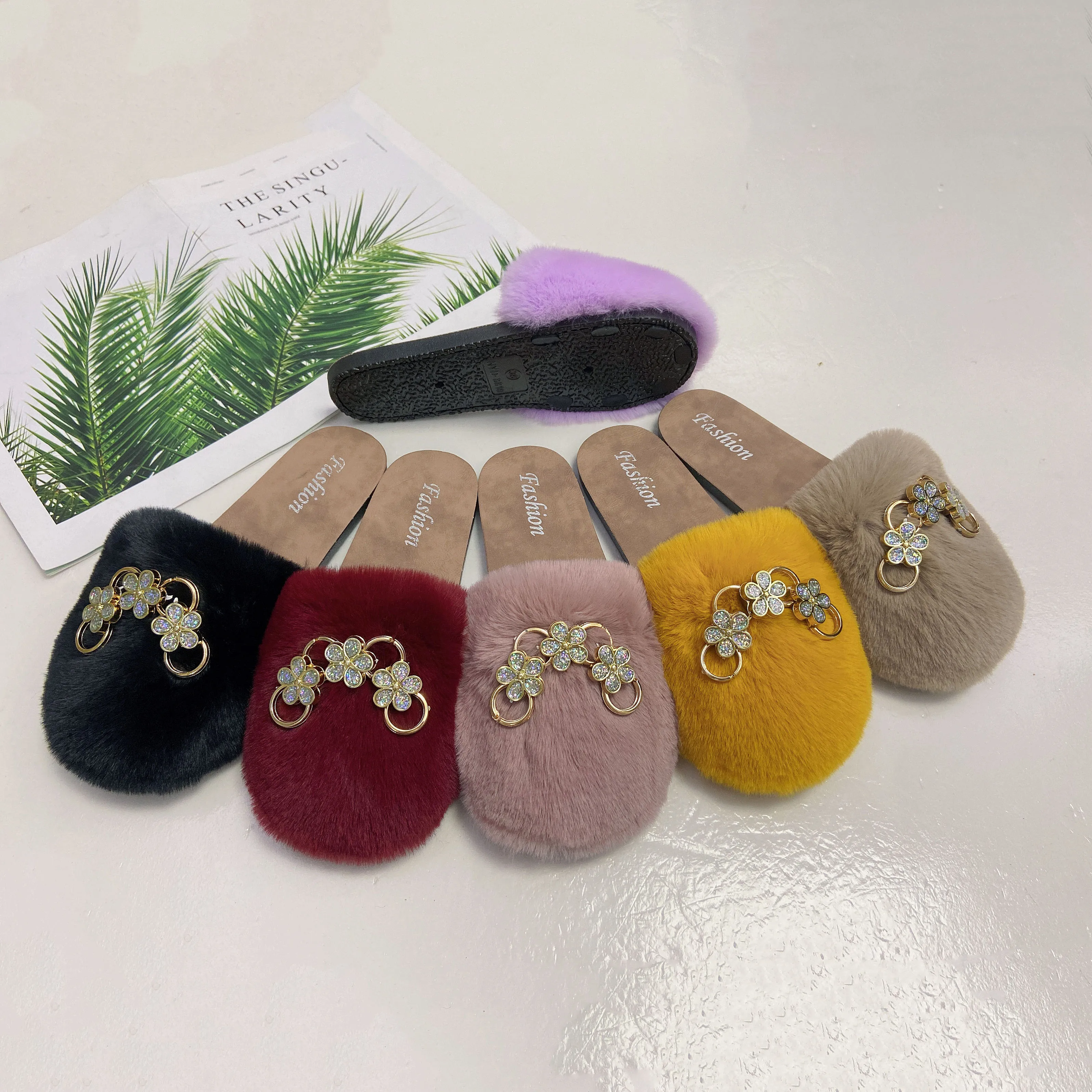 Высококачественные однотонные цветные удобные мягкие Симпатичные плюшевые детские тапочки для дома и спальни