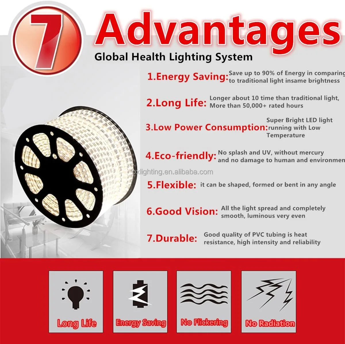SMD 5050 2835 50M 100M Outdoor Waterproof Ip67 High Voltage 110V 220v Soft Colorful RGB LED Strip Light