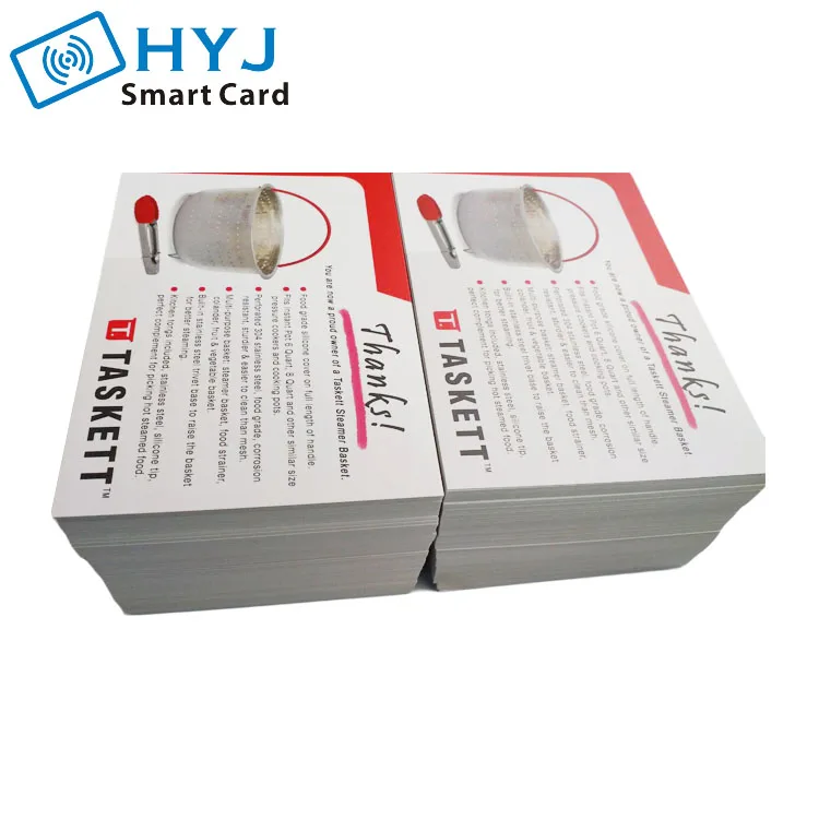 Customized coated paper insert cards thank you / reviews cards printing