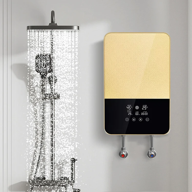 220V 8KW Wall-Mounted Smart Wave Tankless Electric Water Heater for Home Commercial & Hotel Stainless Steel Bathrooms Showers