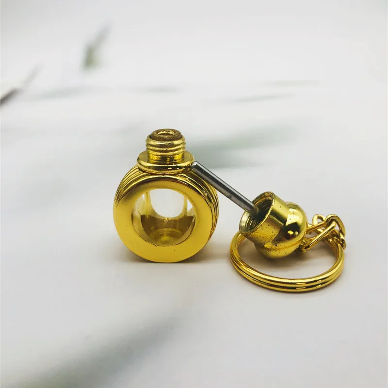 Cute 1ml Vintage Metal Perfume Bottle with Key Holders Arab Style Essential Oils Dropper Chain