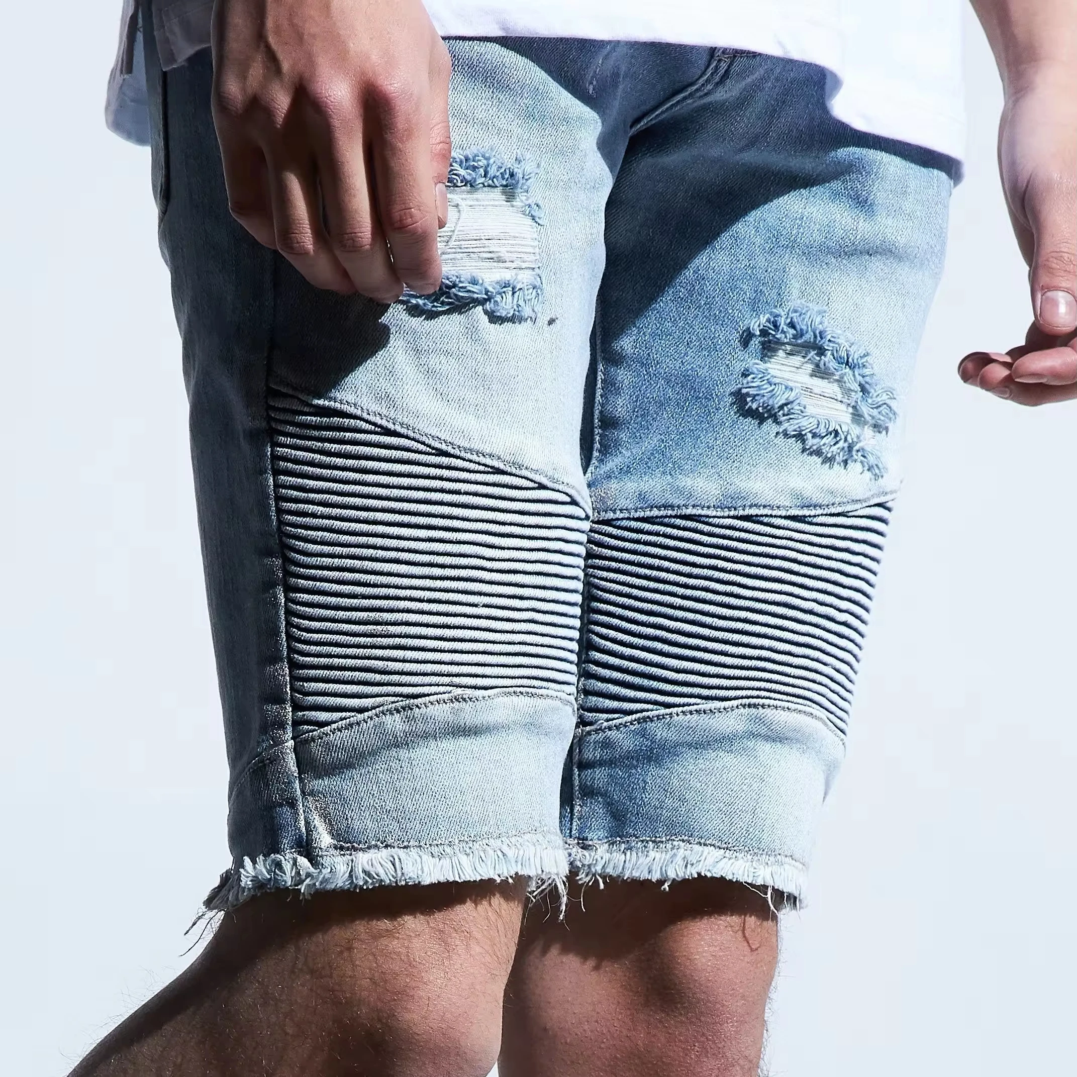 Customization Wholesale Men Zipper Fly Loose Fit 100%Cotton Denim Pants Baggy Jorts Skate Jeans Shorts