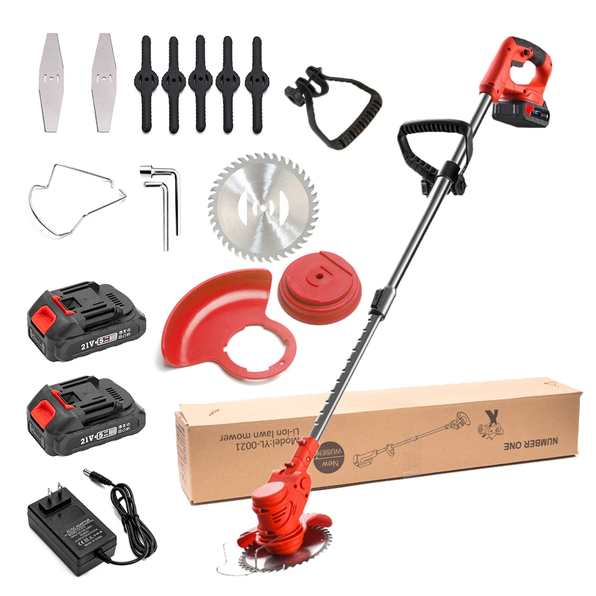 450W 21V Cordless Electric Lawn Mower Auto Release Steel String Cutter 2-Stroke Brush Cutter for Grass Cutting