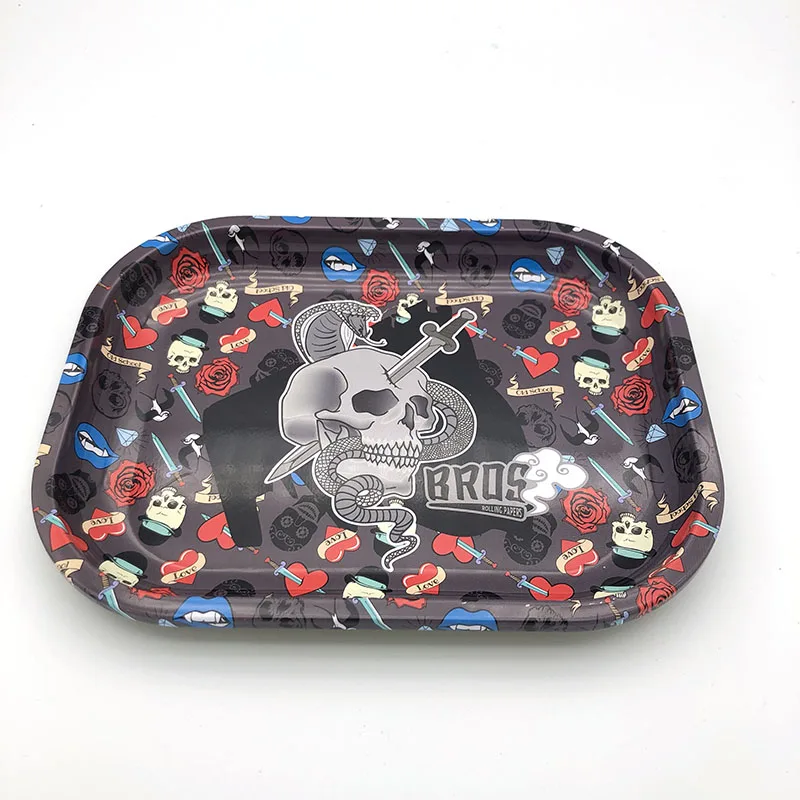 Wholesale Custom Printed Logo  Tobacco  Tray Tin Metal Rolling Tray in Stock 180*140