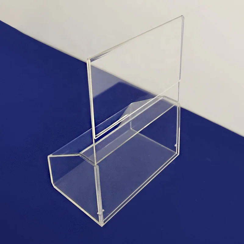 Unique Design Acrylic Donation Box with Sign Holder Clear Acrylic Suggestion Box Small Coin Canister with Sign Holder