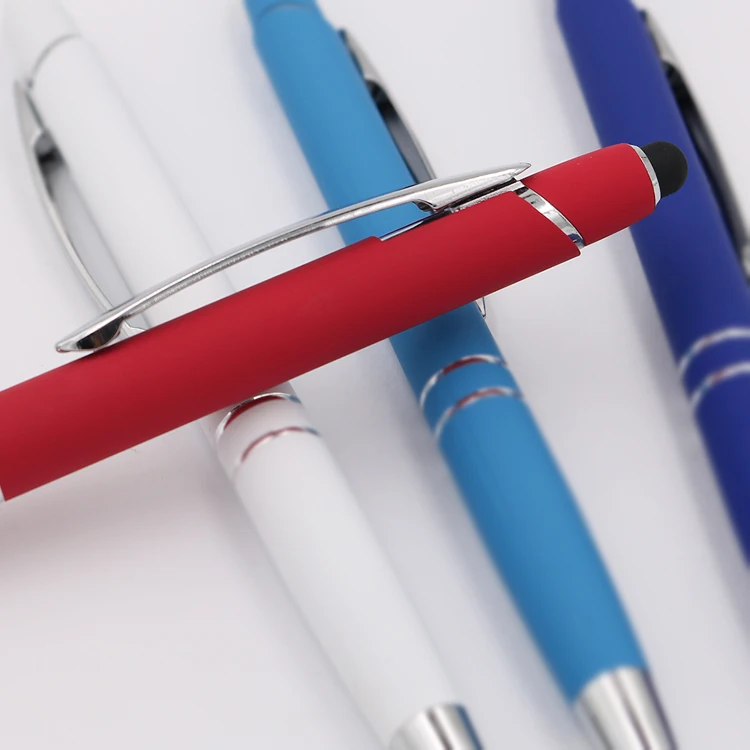 Office Stationery Multi-color Metal Aluminum Ball Pen 1.0mm Black Blue Ballpoint Pens With Engraved Logo For Advertising Gift