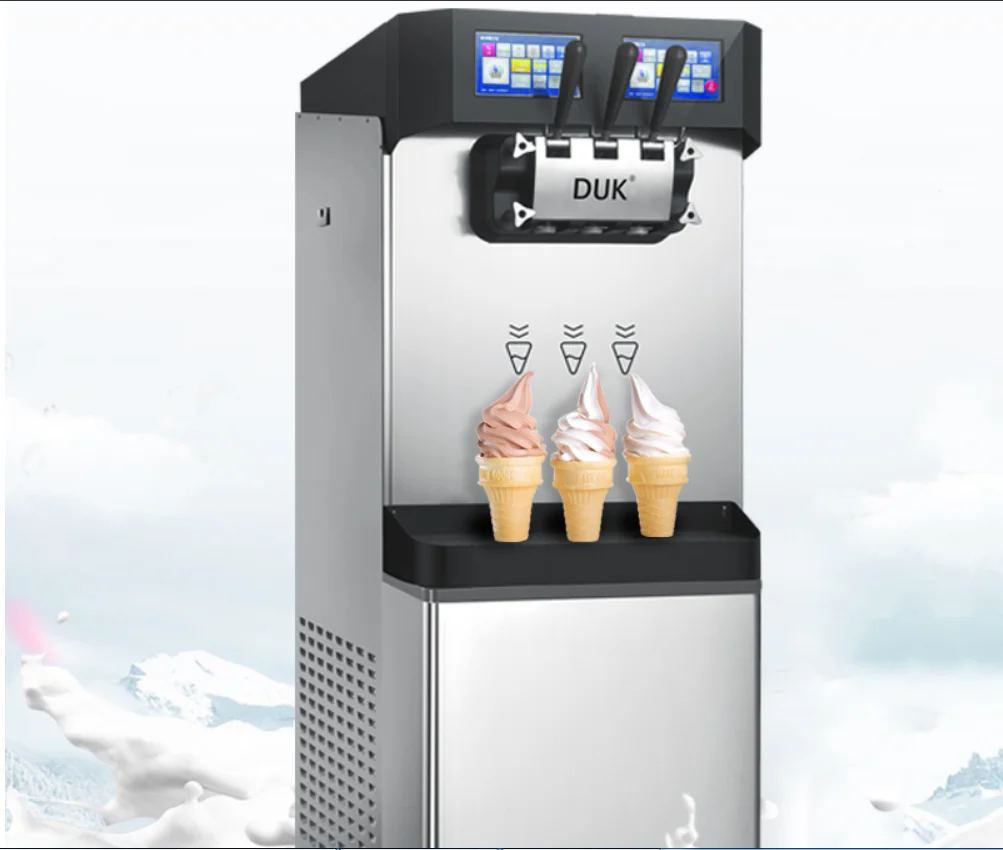 DUK soft ice cream machine commercial standing style 2+1 flavors twin twix for fastfood chainstore cafes hotels