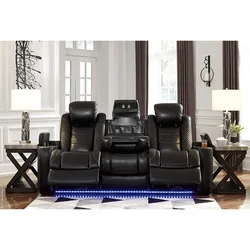 latest modern custom home black led electric power double cinema reclining couch set 2 seater recliner sofa