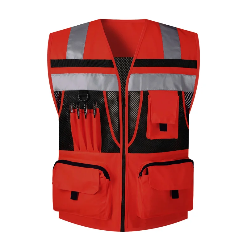 Orange  Fluorescent Reflective Vest for Safety Wear (1600575509846)