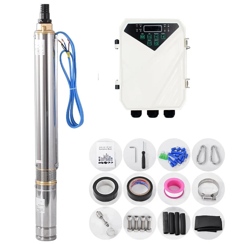 Customized 2HP Permanent Magnet Brushless DC Submersible Pump, High Flow Photovoltaic Solar Deep Well Pump