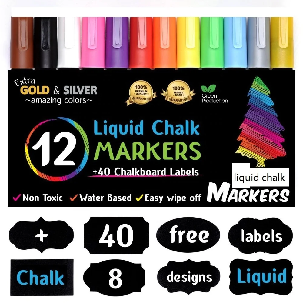 2022 new  Dual Tip Assorted Color Chalk Markers for Blackboard Liquid Chalk Markers OEM Chalkboard pen