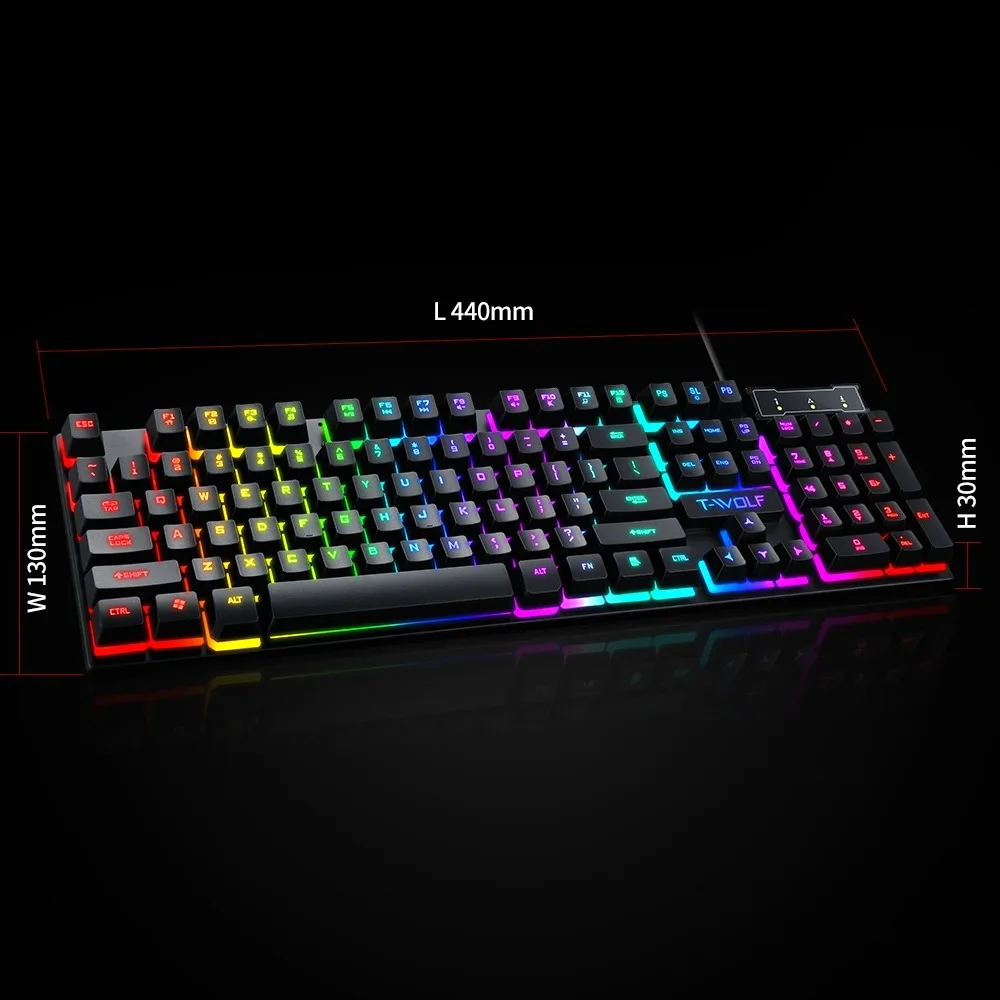 Wired Gaming RGB Keyboard Mechanical Feeling English Backlit RGB Keyboard For Gamer PC Laptop RGB Keyboard