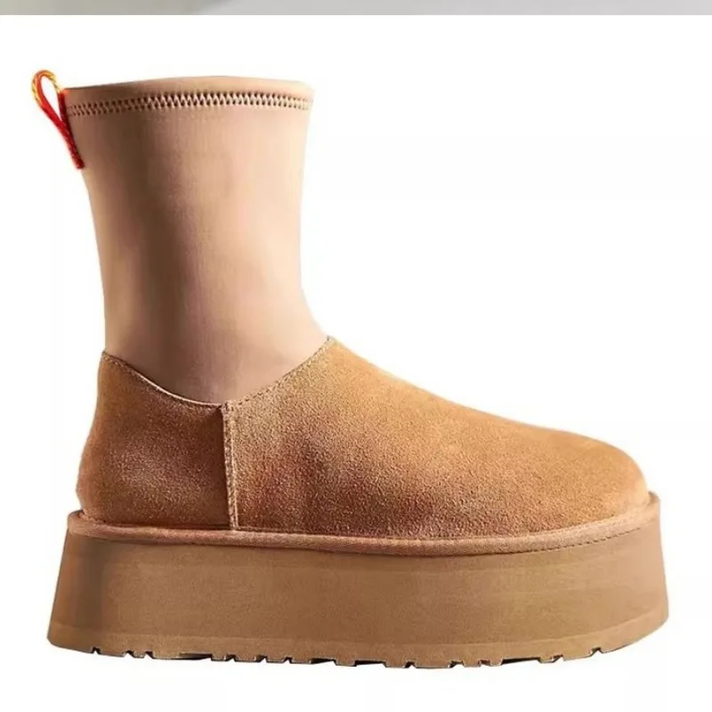 2023 new autumn winter short snow faux suede boots women comfortable thick elastic snow boots fashion thin boots