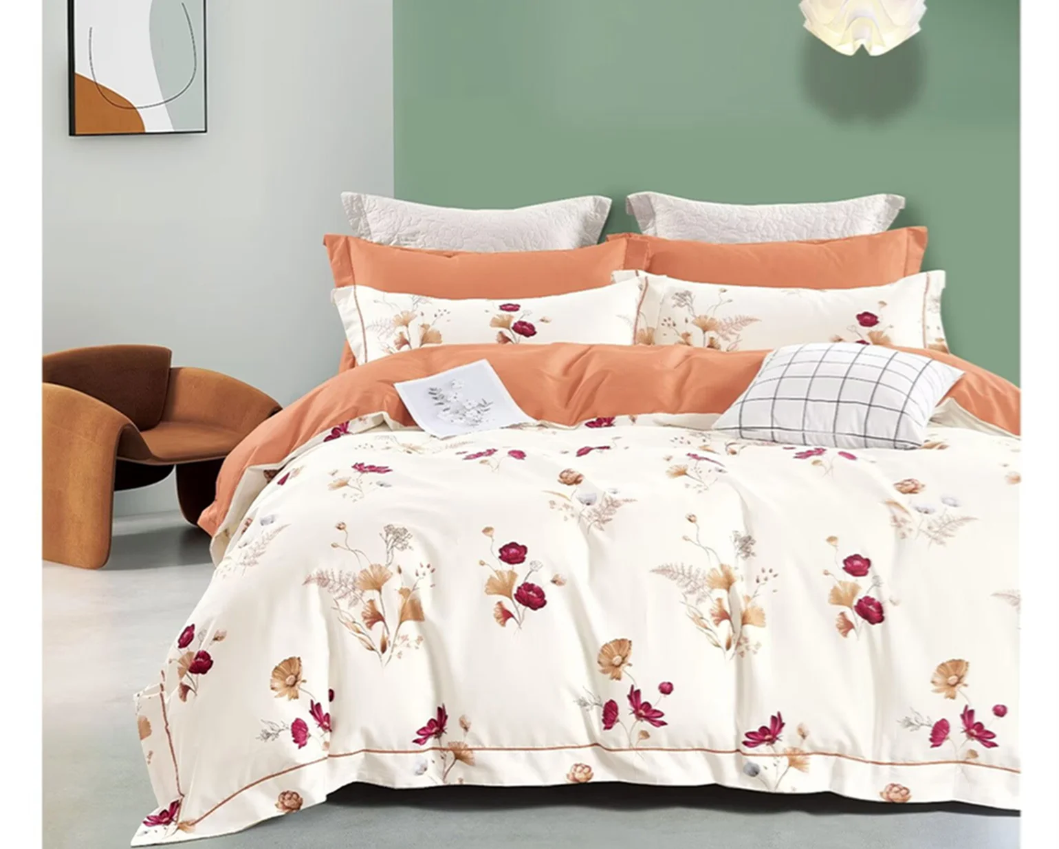 Floral Duvet Comforter Cover Bedding Set King Size-cotton Print Lightweight Elegant Aesthetic Microfiber Bedcovern Resistant