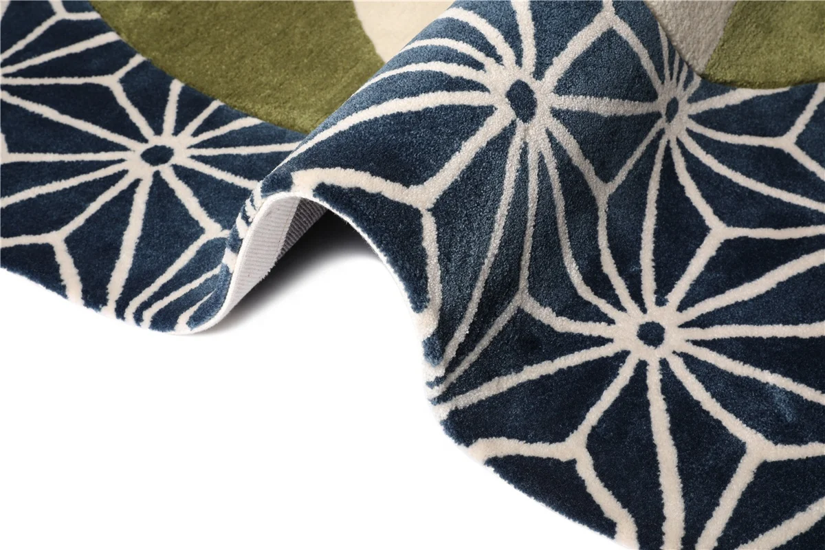 
China Manufacturer Nordic Geometric Custom Size Blue Carpet and Rug Bedroom Living Room 