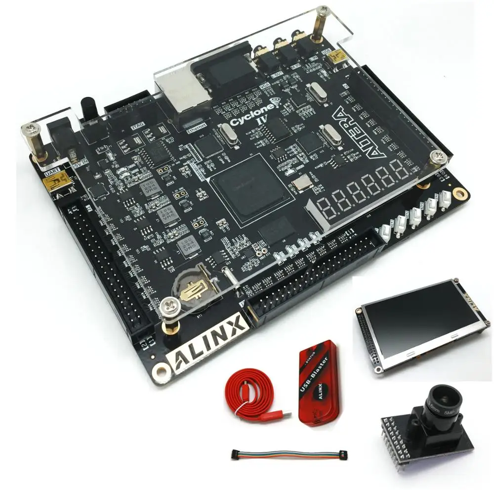 
INTEL ALTERA CycloneIV NIOS EP4CE15 FPGA Development Board DDR2 Gigabit ALINX (Board + Program Loader + camera/4.3