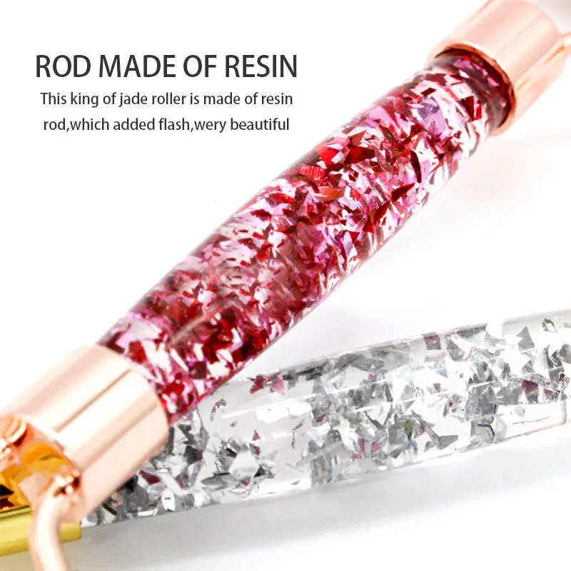 High Quality Face Massage Natural Resin Pink Jade Roller Gua Sha Set