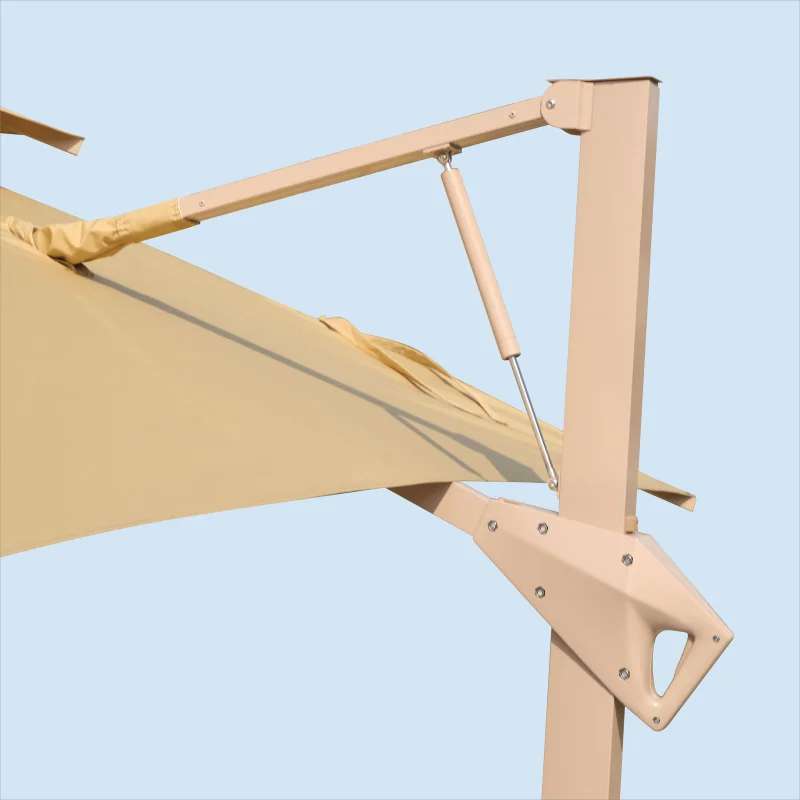 luxury Modern Design Sun Umbrella with LED light Spacious solar light big Parasol with Hydraulic Arm for garden