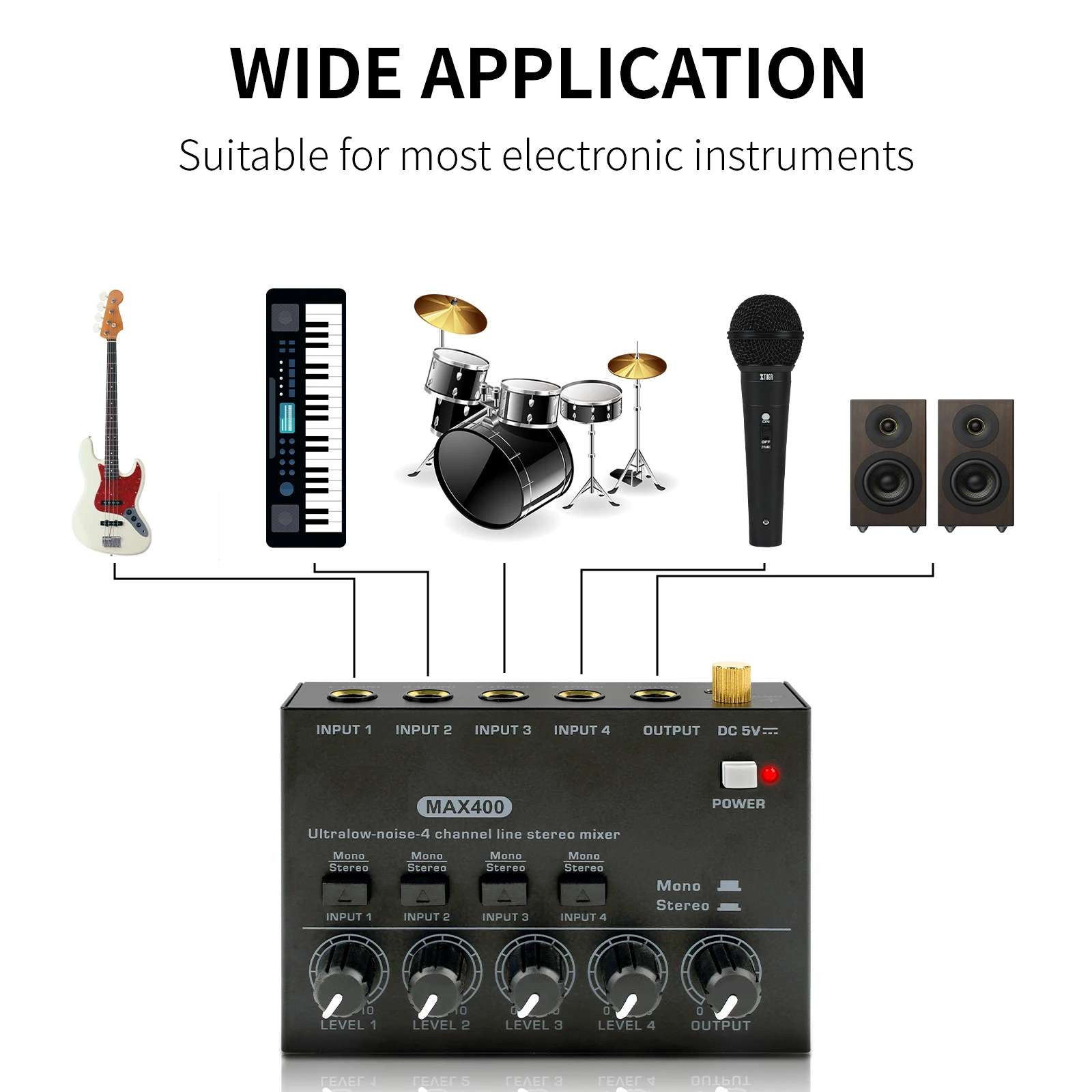 GPUB max400 mini mixer Karaoke stereo audio mixer Professional Music Mixer with AC Adapter