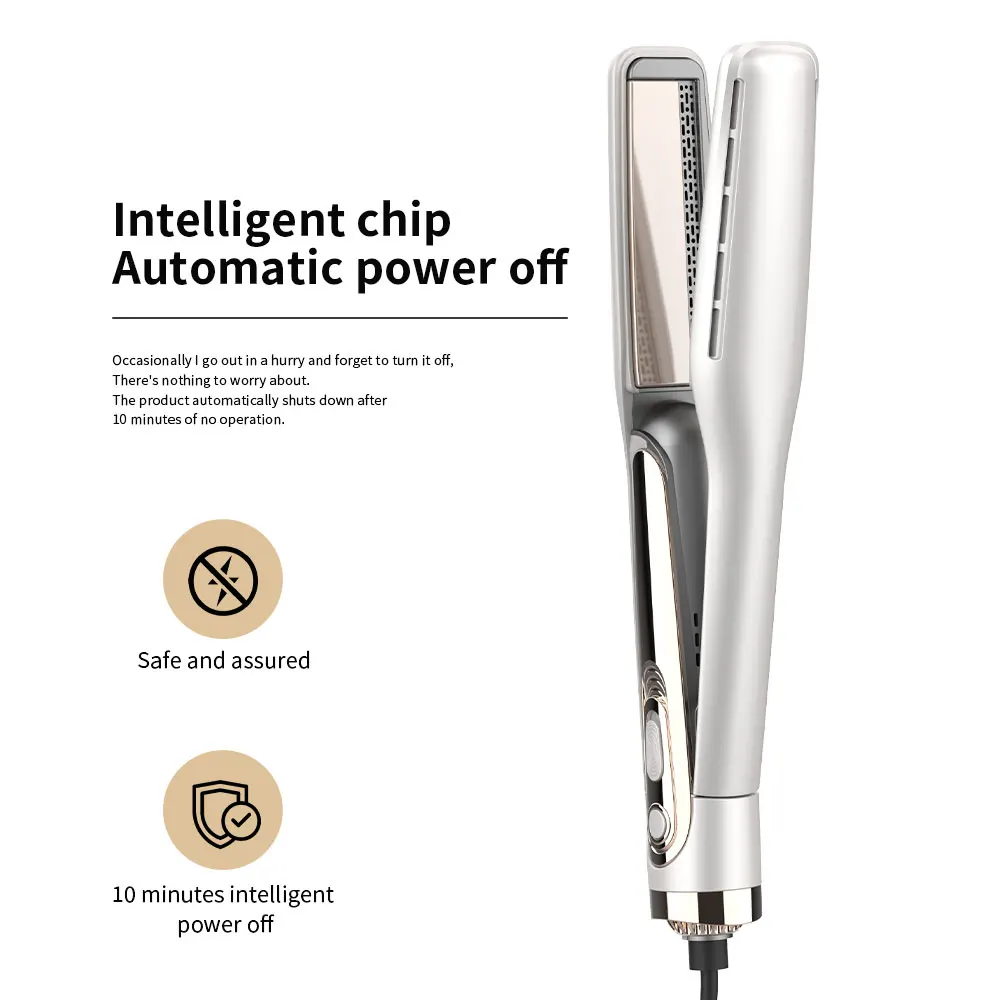newest technology hair straightener with hot air new 2024 2-in-1 cool air hair styler straightening and curl red light