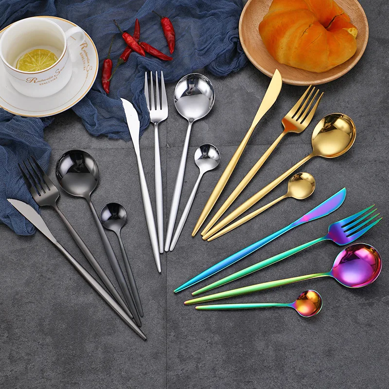 Spoon Fork Set Stainless Steel Cutlery Silver And Gold Cutlery Set Mirrors Gold Set