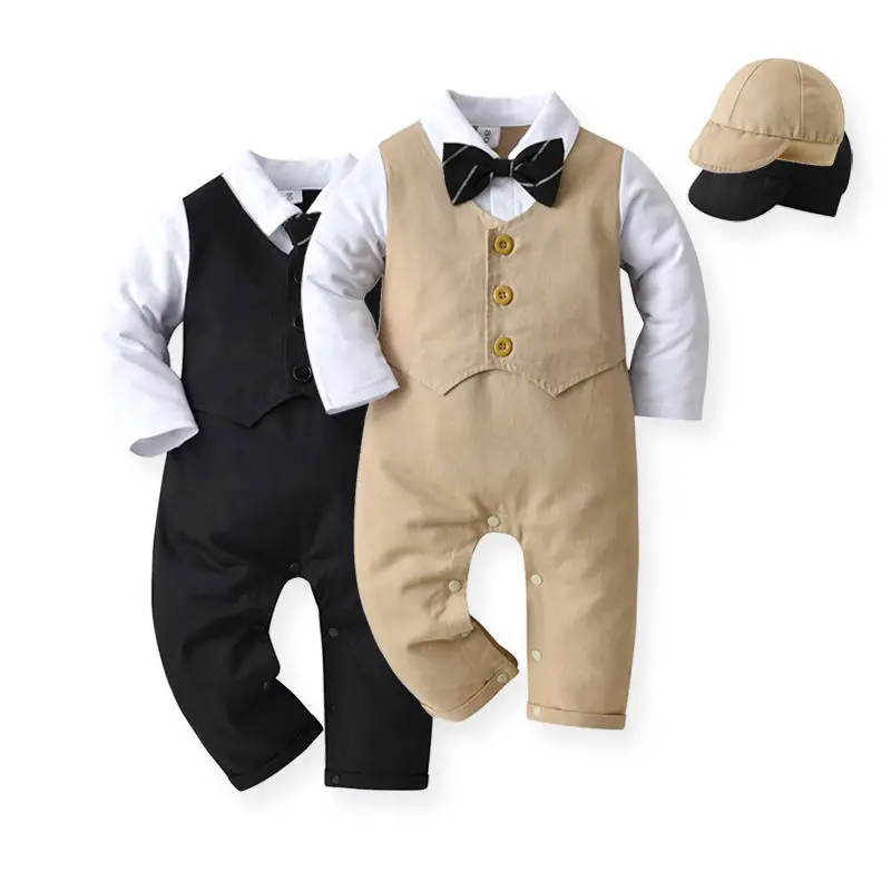 wholesale  Gentleman Bow Tie Suit Baby Infant Clothing Single Breasted Formal Wedding Wear Children Cloth Baby Boy Suit Set