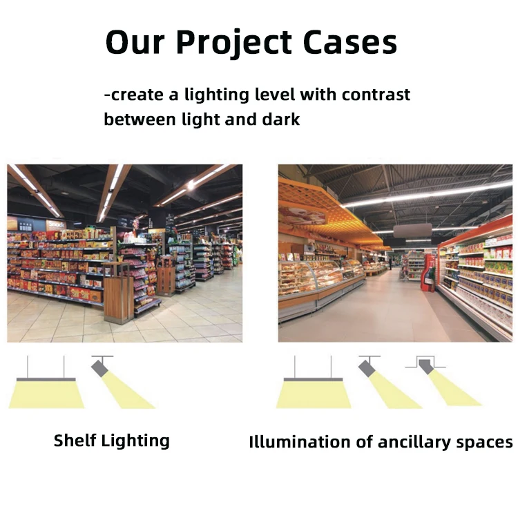 RONSE Mall Lighting Rail System Linear Track Led Supermarket Spot Down Light 50W Stop Stores Linear Track Led Light