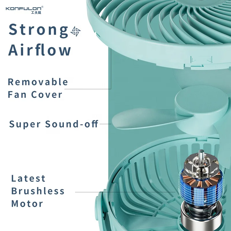 KONFULON 2024 Wholesale Trending Rechargeable Electronic Desktop Fan with Portable Design for Fast Cooling in Summer