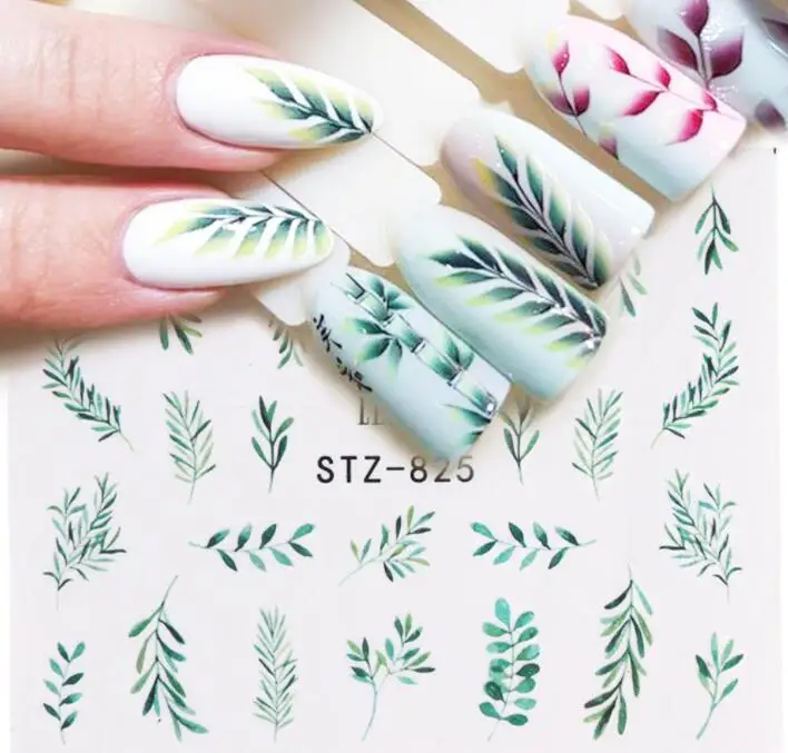 3D Nail Art Sticker Decals Leaves Water Transfer Decal Sliders Tips Wrap Salon Manicure Decoration