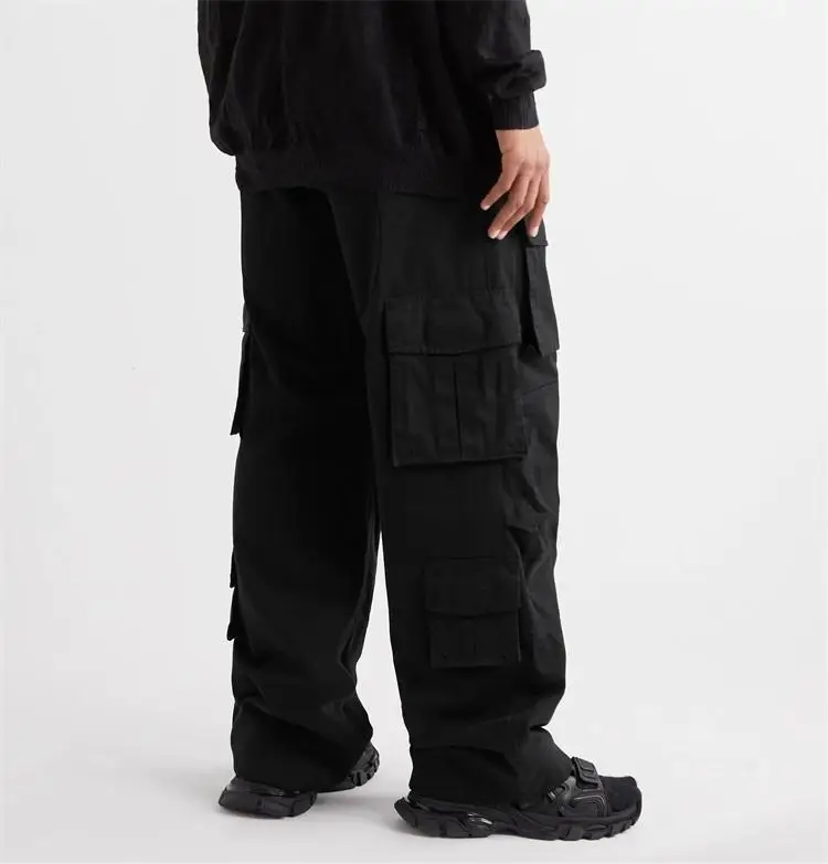 Custom Men Loose Hip Hop Streetwear Cargo Pants With Multi Pockets