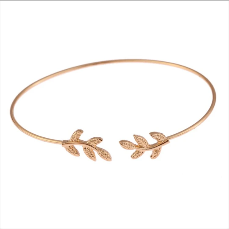YiWu Fashion jewelry simple wild metal copper leaf bracelet plating alloy jewelry ladies bracelet