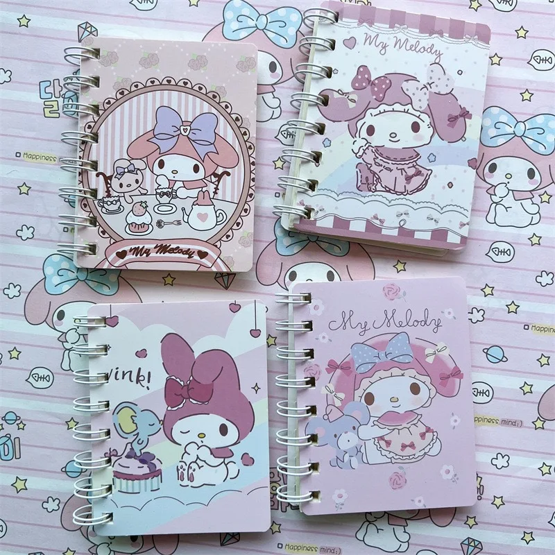 DHF High Quality Sanrioed Cute Kawaii Design A7 Spiral Notebook Wholesale Diary Coil Journal Animation Derivatives