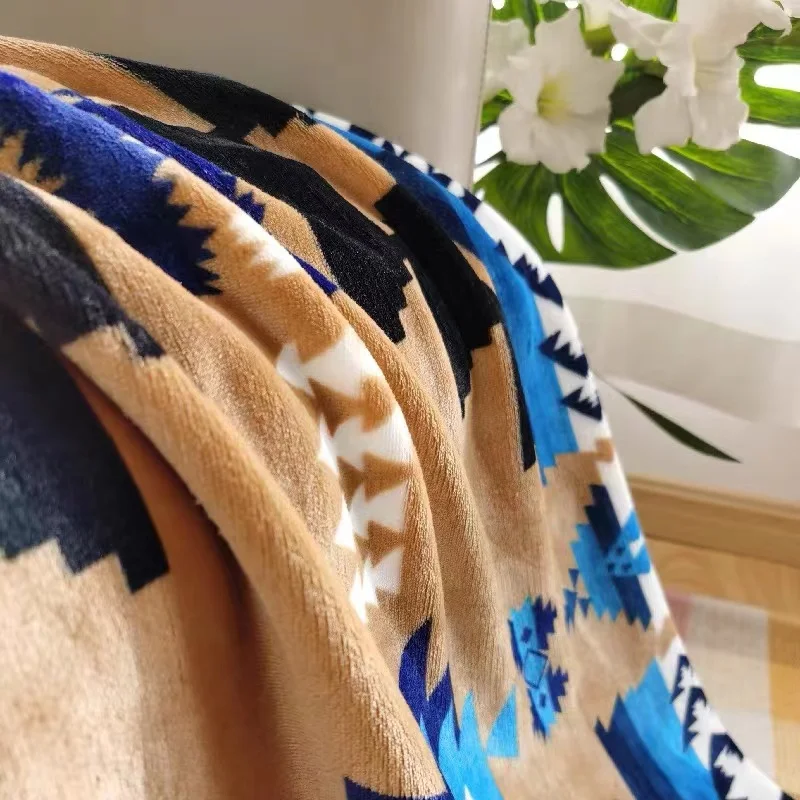 Wholesale price soft Bohemia  aztec print fleece flannel throw blanket