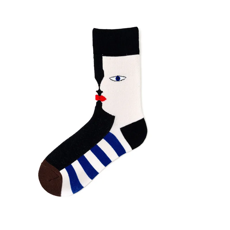 Eco-friendly Men Socks Cotton Cartoon Mathematical Graphics stripe Novelty Mid-calf Funny Socks
