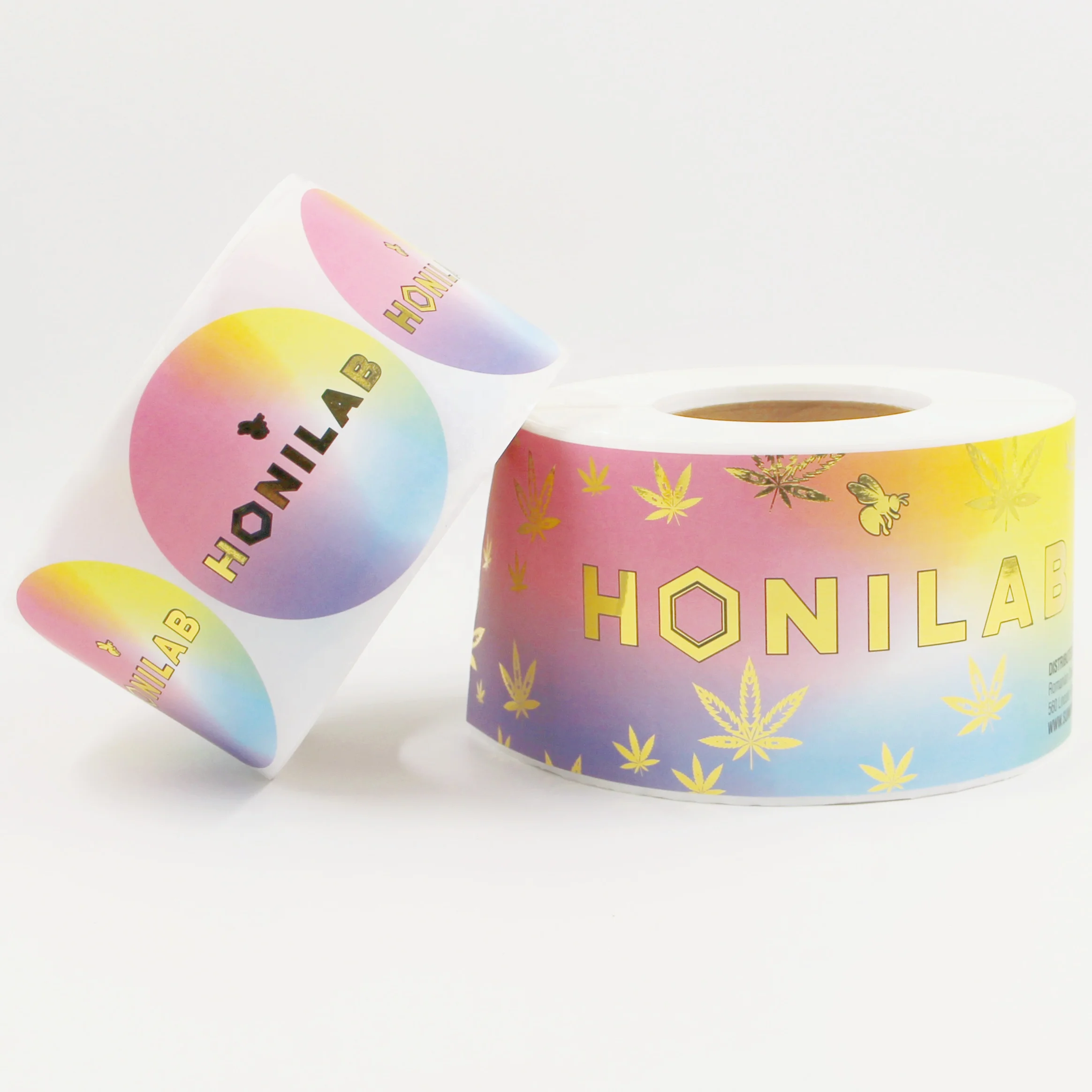 Customized Label Stickers Soft Touching Film Gold Cold Stamping Sticker Waterproof Stickers Label Honey Jar Labels