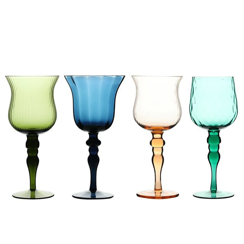 Colored Wine Glass Goblets Vintage Glass Wine Drinking Glasses Cup Vintage Wine Glasses