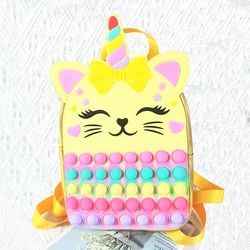 Latest Sensory Pops Boy Girl Backpack Customizing  Logo Cartoon Silicone Pop Push Bubble Anti-stress Fidget Backpack Student Bag