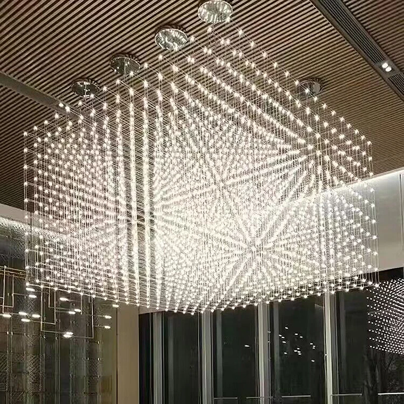 Zhongshan Lighting Factory Starry Night Sky Decorative Crystal Chandelier Cube Glass Led Pendant Light