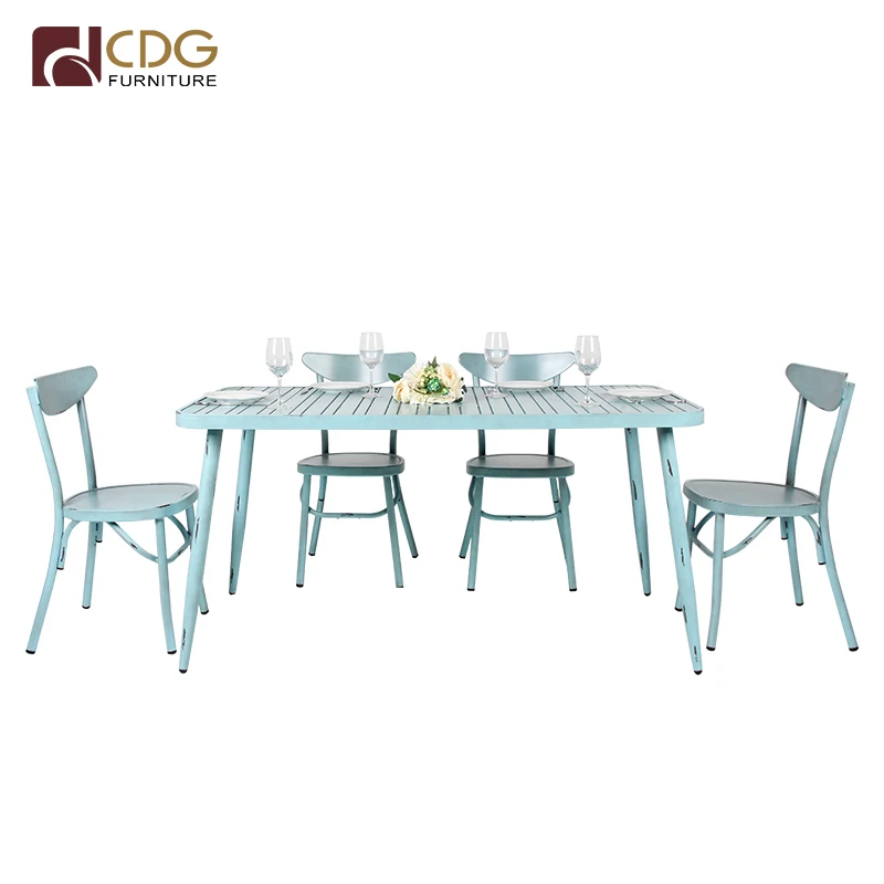 French Furniture Durable Antique Aluminium Dining Table Indoor And Outdoor Use