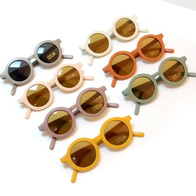LHKS1101 Good Quality Cute Round Sun Glasses Kids Frosted Sunglasses Wholesale For Girls And Boys
