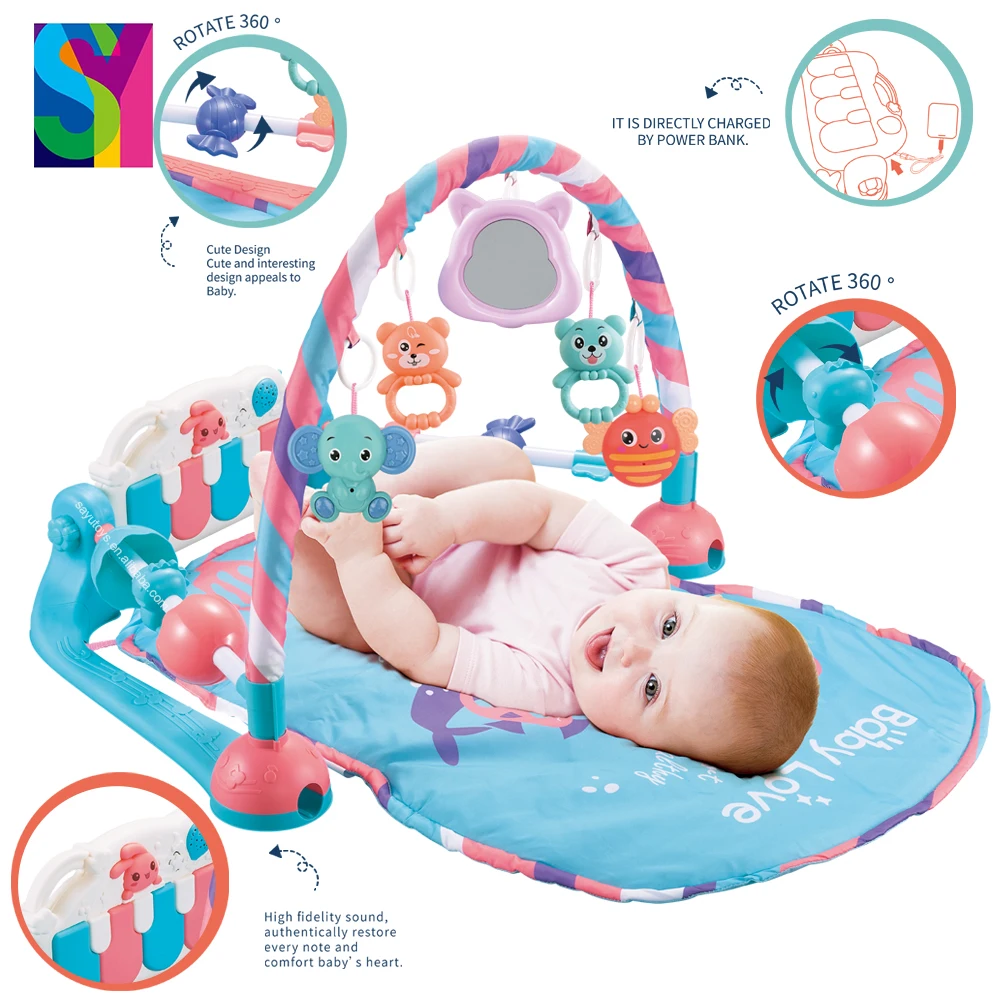SY New Toys Soft Infant Musical Newborn Baby Activity Carpet Pedal Piano Fitness Gym Sport Rack Playmat Toys Baby Play Mat Set